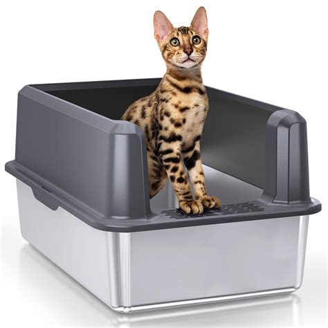 metal cat litter box with lid|high sided cat litter box.